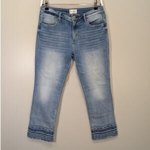 Driftwood Collette Cropped Jeans Geometric Embroidery Boho Cottagecore Size 29